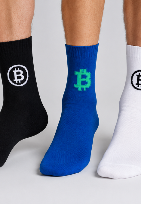 Sosete barbatesti ,Imprimeu Bitcoin,Culoare Diversificata,Engros